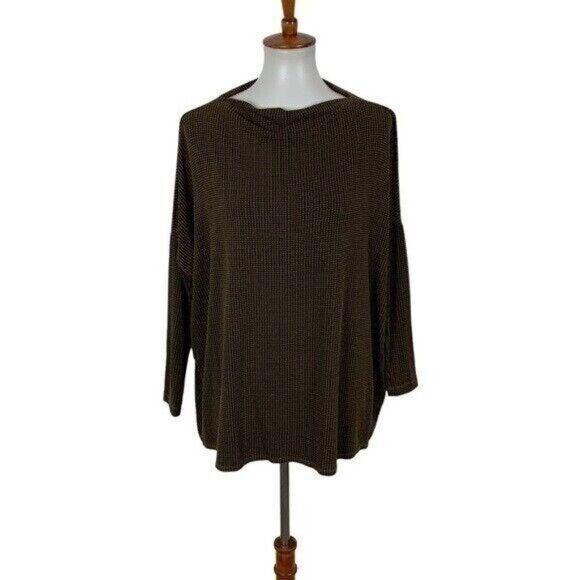 Bryn Walker Houndstooth Oversized Knit Tunic Top Brown XXS - Picture 1 of 8